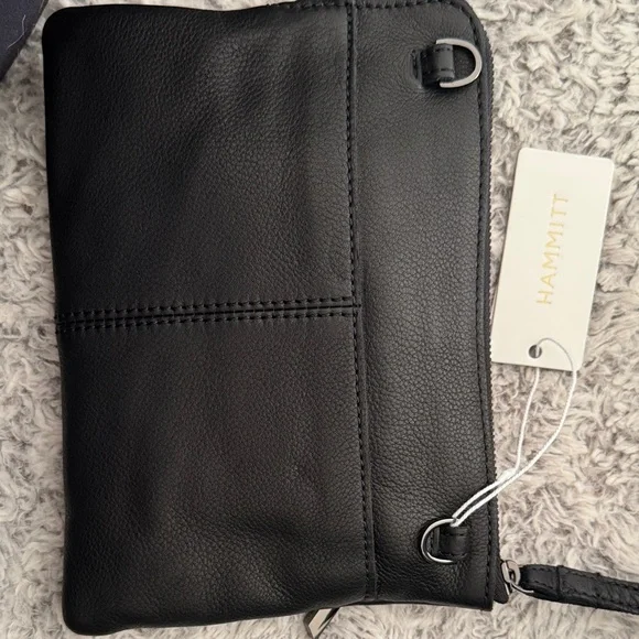 Hammitt Nash Small Black Wristlet with Red Zipper Gunmetal. NWT - Picture 3 of 4